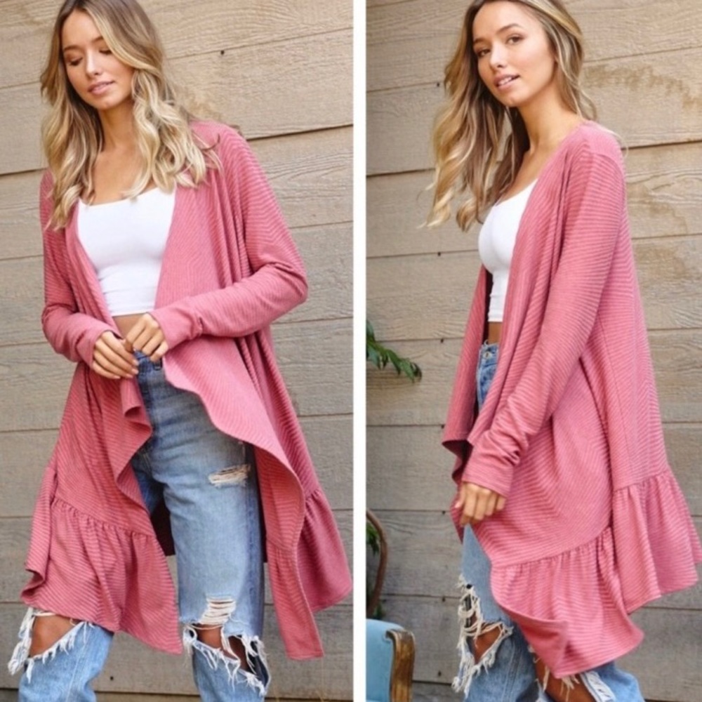 Boho Chic Draped Ribbed Cardigan